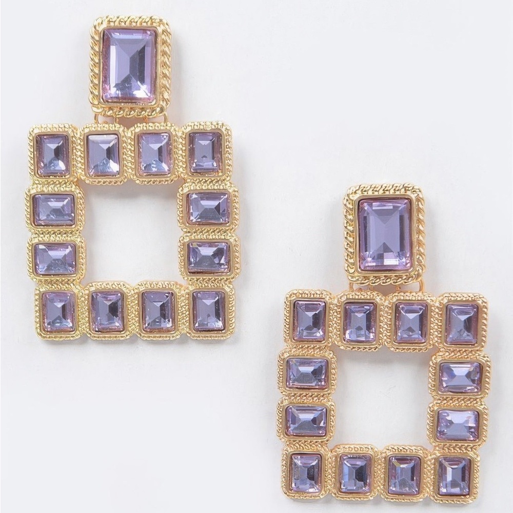 Multi Square Gemstone Earrings